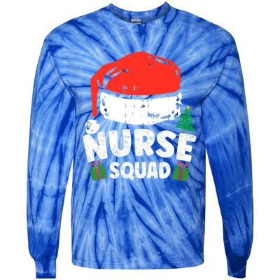 Nurse Christmas Santa Hat Stethoscope Nurse Squad Christmas Gift Tie-Dye Long Sleeve Shirt