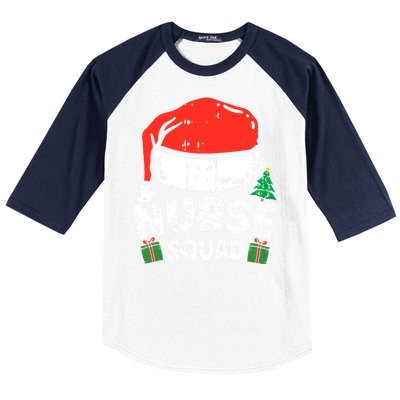 Nurse Christmas Santa Hat Stethoscope Nurse Squad Christmas Gift Baseball Sleeve Shirt