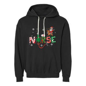 Nurse Christmas Santa Cute Xmas Winter Scrub Top Women Garment-Dyed Fleece Hoodie