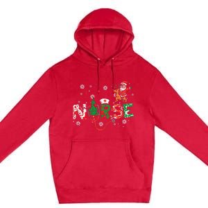 Nurse Christmas Santa Cute Xmas Winter Scrub Top Women Premium Pullover Hoodie