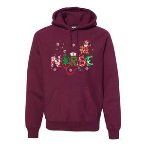 Nurse Christmas Santa Cute Xmas Winter Scrub Top Women Premium Hoodie