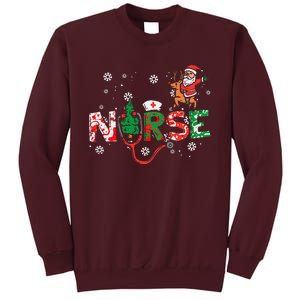 Nurse Christmas Santa Cute Xmas Winter Scrub Top Women Tall Sweatshirt