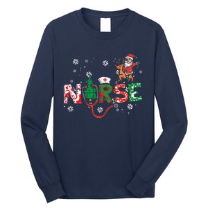 Nurse Christmas Santa Cute Xmas Winter Scrub Top Women Long Sleeve Shirt