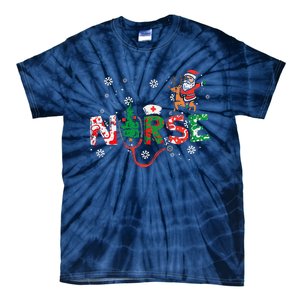 Nurse Christmas Santa Cute Xmas Winter Scrub Top Women Tie-Dye T-Shirt