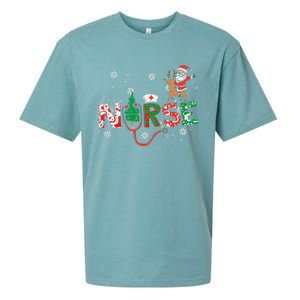 Nurse Christmas Santa Cute Xmas Winter Scrub Top Women Sueded Cloud Jersey T-Shirt