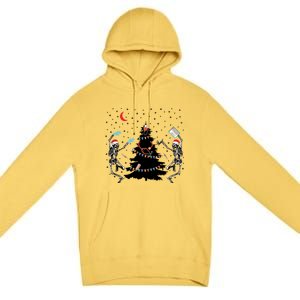 Nurse Christmas Skeleton Dancing Skeleton Xmas Light Cute Gift Premium Pullover Hoodie