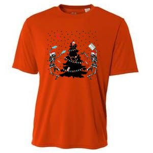 Nurse Christmas Skeleton Dancing Skeleton Xmas Light Cute Gift Cooling Performance Crew T-Shirt