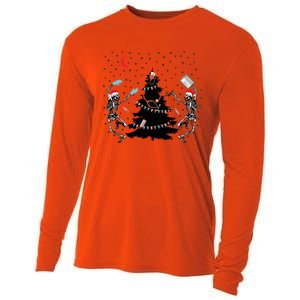 Nurse Christmas Skeleton Dancing Skeleton Xmas Light Cute Gift Cooling Performance Long Sleeve Crew