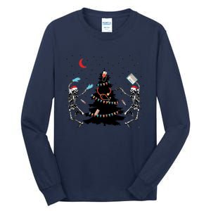 Nurse Christmas Skeleton Dancing Skeleton Xmas Light Cute Gift Tall Long Sleeve T-Shirt