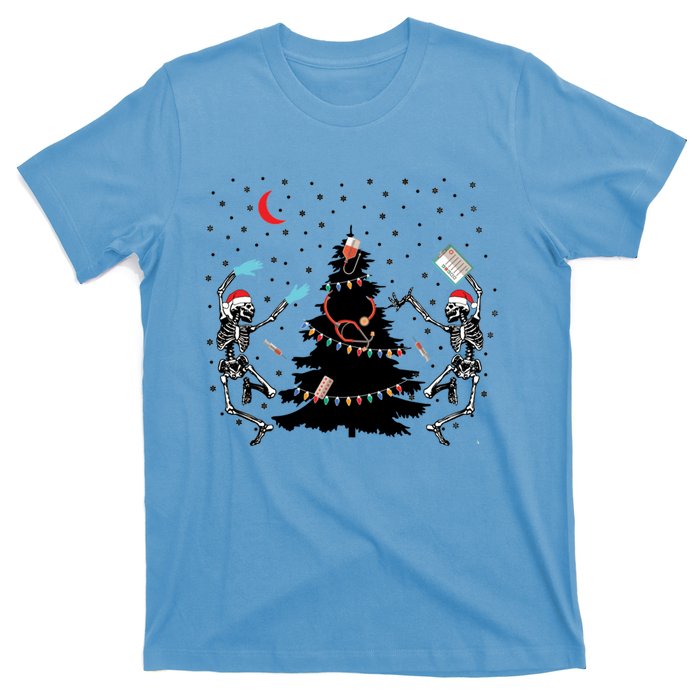 Nurse Christmas Skeleton Dancing Skeleton Xmas Light Cute Gift T-Shirt