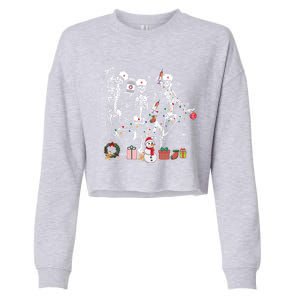 Nurse Christmas Skeleton Dancing Skeleton Xmas Light Gift Cropped Pullover Crew