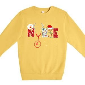 Nurse Christmas Stethoscope Nursing Xmas Scrub Top Gift Premium Crewneck Sweatshirt