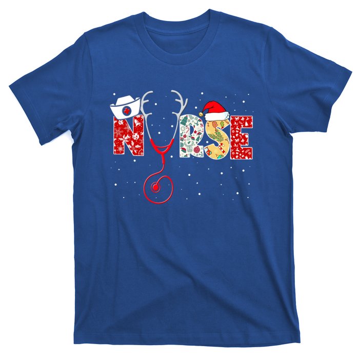 Nurse Christmas Stethoscope Nursing Xmas Scrub Top Gift T-Shirt