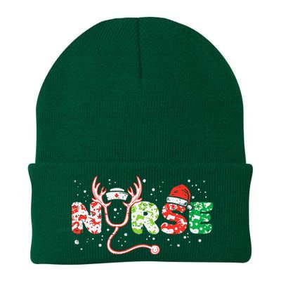 Nurse Christmas Stethoscope Nurses Xmas Scrub Top Knit Cap Winter Beanie