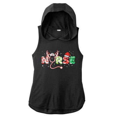 Nurse Christmas Stethoscope Nurses Xmas Scrub Top Ladies PosiCharge Tri-Blend Wicking Draft Hoodie Tank