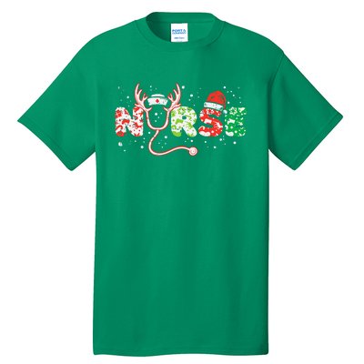 Nurse Christmas Stethoscope Nurses Xmas Scrub Top Tall T-Shirt