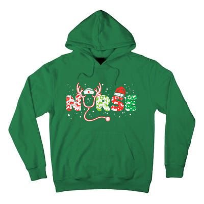 Nurse Christmas Stethoscope Nurses Xmas Scrub Top Tall Hoodie