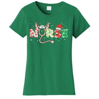 Nurse Christmas Stethoscope Nurses Xmas Scrub Top Women's T-Shirt