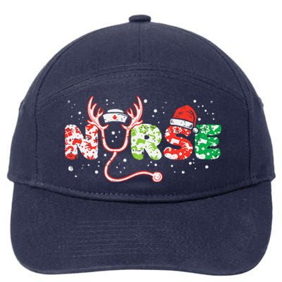 Nurse Christmas Stethoscope Nurses Xmas Scrub Top 7-Panel Snapback Hat