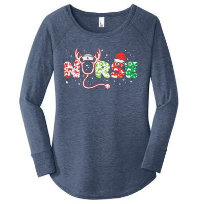 Nurse Christmas Stethoscope Nurses Xmas Scrub Top Women's Perfect Tri Tunic Long Sleeve Shirt