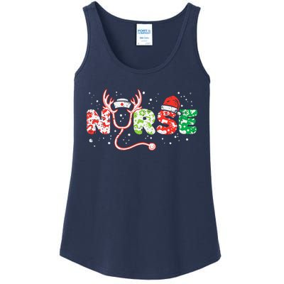 Nurse Christmas Stethoscope Nurses Xmas Scrub Top Ladies Essential Tank