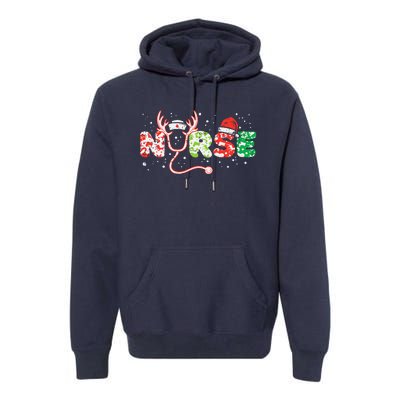 Nurse Christmas Stethoscope Nurses Xmas Scrub Top Premium Hoodie