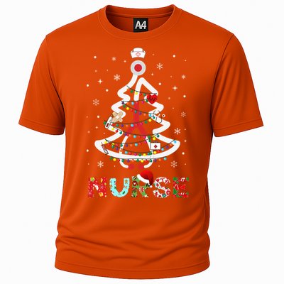 Nurse Christmas Tree Stethoscope Rn Lpn Scrub Nursing Xmas Cute Gift Cooling Performance Crew T-Shirt