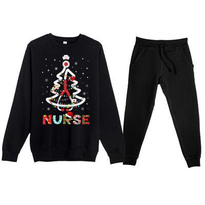 Nurse Christmas Tree Stethoscope Rn Lpn Scrub Nursing Xmas Cute Gift Premium Crewneck Sweatsuit Set