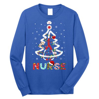 Nurse Christmas Tree Stethoscope Rn Lpn Scrub Nursing Xmas Cute Gift Long Sleeve Shirt