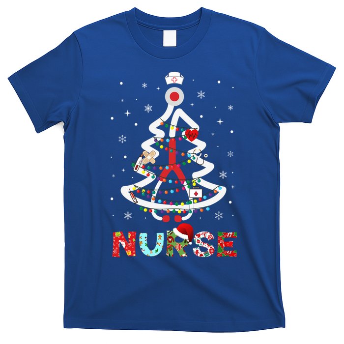 Nurse Christmas Tree Stethoscope Rn Lpn Scrub Nursing Xmas Cute Gift T-Shirt