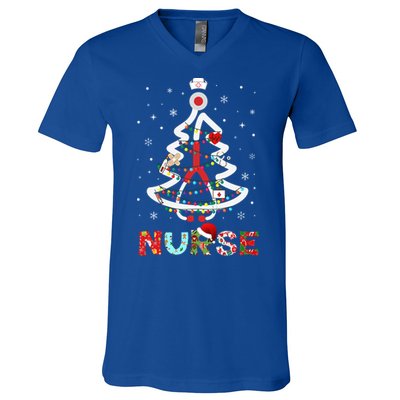 Nurse Christmas Tree Stethoscope Rn Lpn Scrub Nursing Xmas Cute Gift V-Neck T-Shirt