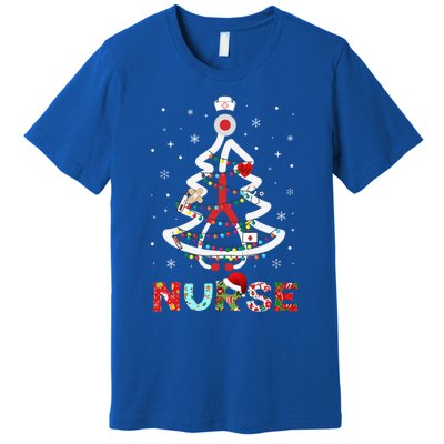 Nurse Christmas Tree Stethoscope Rn Lpn Scrub Nursing Xmas Cute Gift Premium T-Shirt