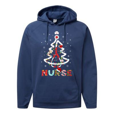 Nurse Christmas Tree Stethoscope Rn Lpn Scrub Nursing Xmas Cute Gift Performance Fleece Hoodie