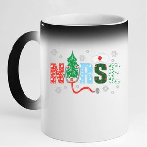 Nurse Christmas Tree Nurses Xmas Winter Scrub Rn 11oz Black Color Changing Mug