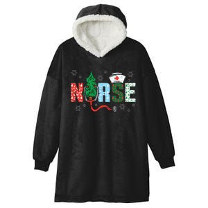 Nurse Christmas Tree Nurses Xmas Winter Scrub Rn Hooded Wearable Blanket