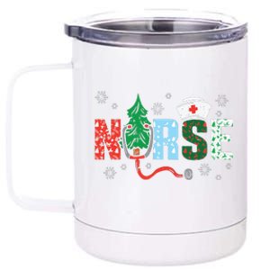 Nurse Christmas Tree Nurses Xmas Winter Scrub Rn 12 oz Stainless Steel Tumbler Cup