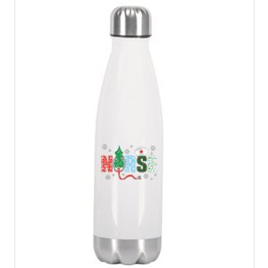 Nurse Christmas Tree Nurses Xmas Winter Scrub Rn Stainless Steel Insulated Water Bottle