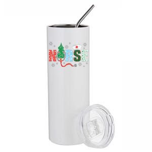 Nurse Christmas Tree Nurses Xmas Winter Scrub Rn Stainless Steel Tumbler