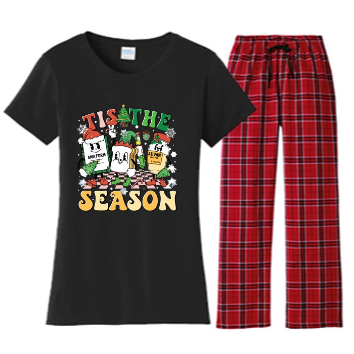 Nurse Christmas Tree Nurses Xmas Winter Scrub Rn Women Women's Flannel Pajama Set