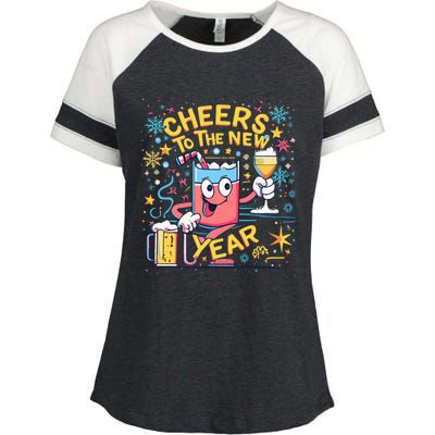 Nye Cheers To The New Year Happy Winter Holiday 2024 Great Gift Enza Ladies Jersey Colorblock Tee