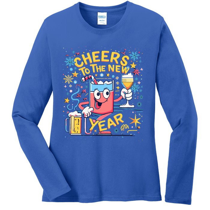 Nye Cheers To The New Year Happy Winter Holiday 2024 Great Gift Ladies Long Sleeve Shirt