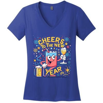 Nye Cheers To The New Year Happy Winter Holiday 2024 Great Gift Women's V-Neck T-Shirt