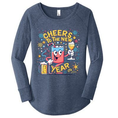 Nye Cheers To The New Year Happy Winter Holiday 2024 Great Gift Women's Perfect Tri Tunic Long Sleeve Shirt