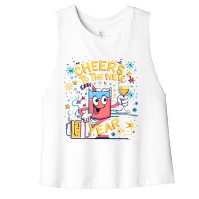 Nye Cheers To The New Year Happy Winter Holiday 2024 Great Gift Women's Racerback Cropped Tank