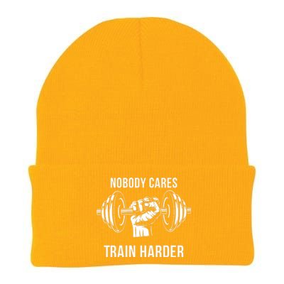 Nobody Cares Train Harder Fitness Weightlifting Workout Knit Cap Winter Beanie