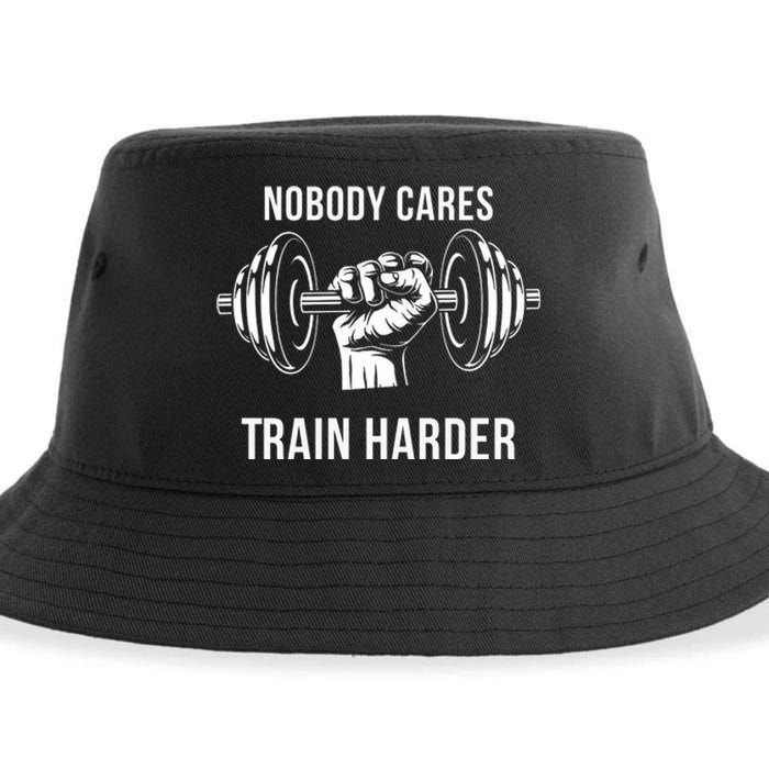 Nobody Cares Train Harder Fitness Weightlifting Workout Sustainable Bucket Hat