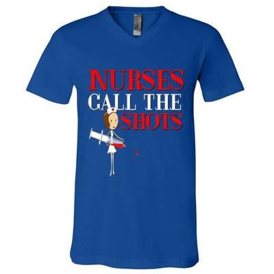 Nurses Call The Shots Gift Nurse Rn Wife Boss Mom Grandma V-Neck T-Shirt