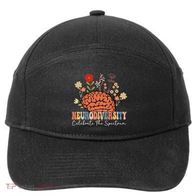 Neurodiversity Celebrate The Spectrum Brain Autism Awareness 7-Panel Snapback Hat