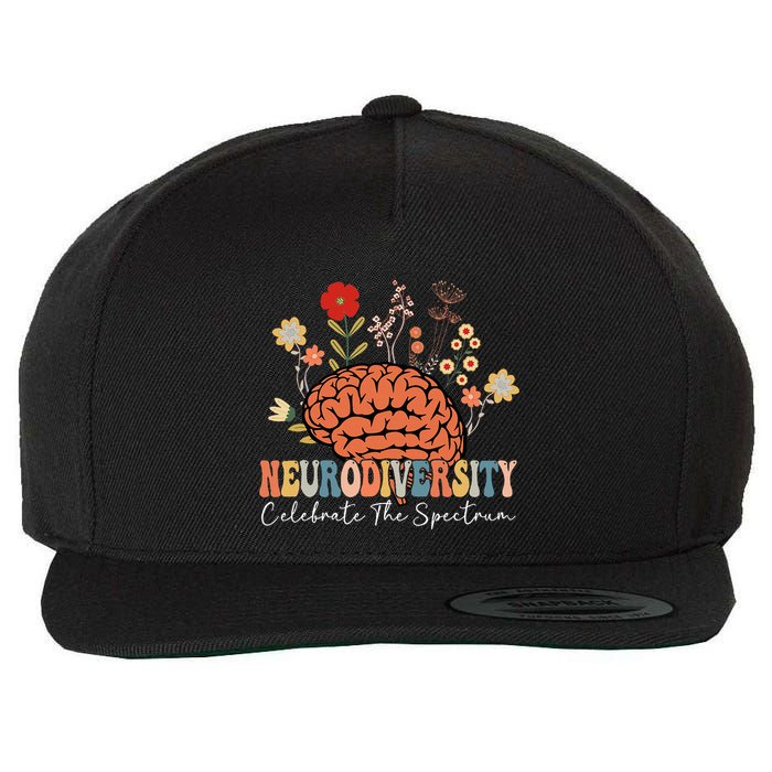 Neurodiversity Celebrate The Spectrum Brain Autism Awareness Wool Snapback Cap
