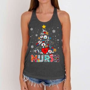 Nurse Christmas Tree Stethoscope RN LPN Scrub Nursing Xmas  Women's Knotted Racerback Tank